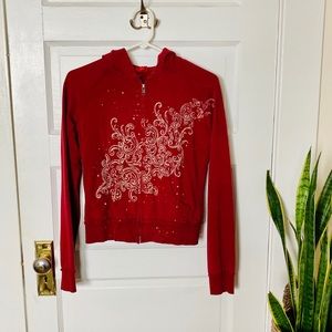 Mossimo Maroon Graphic Zip Up